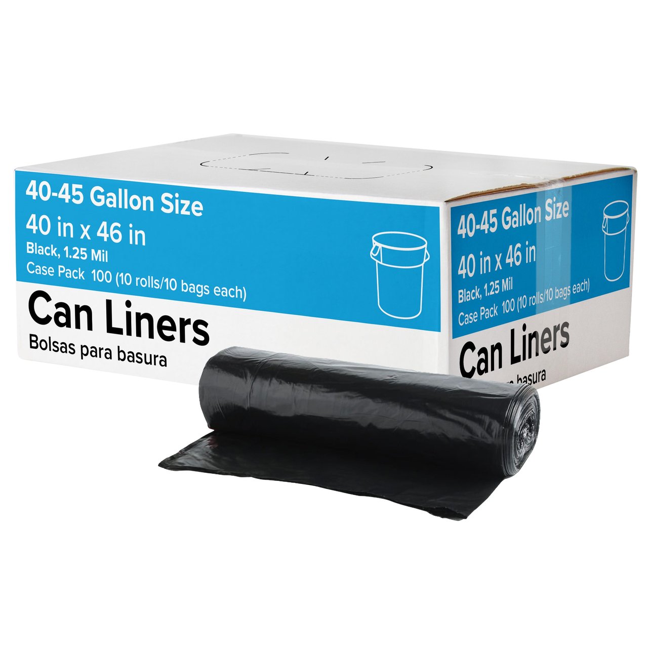 45 Gallon Can Liner, Black, 100 ct