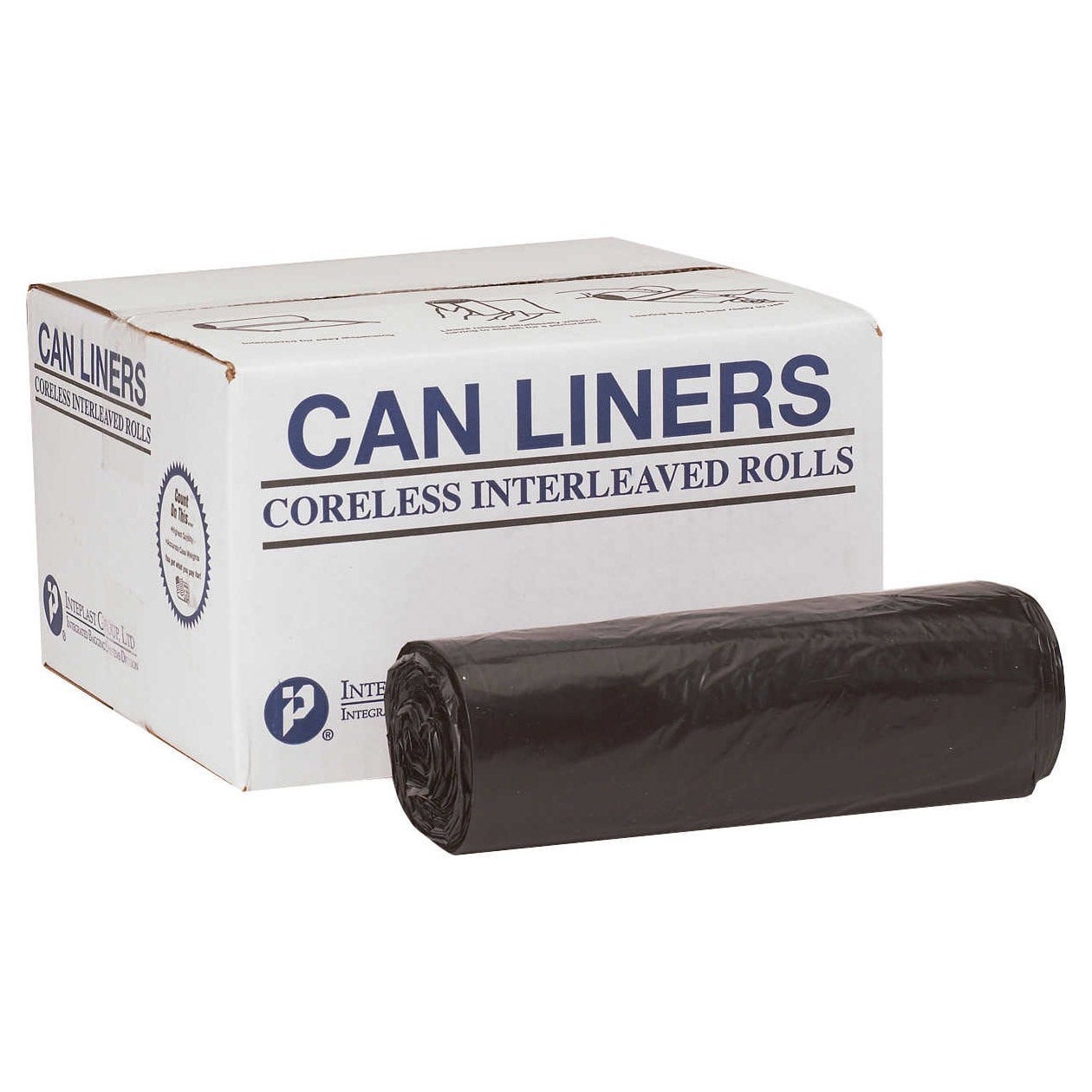 Inteplast Group 33 Gallon Black Can Liner, 150 Count