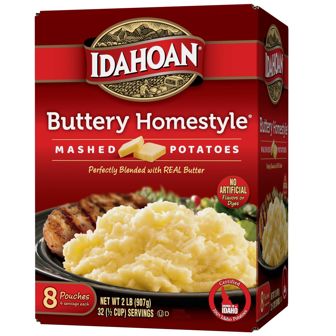 Idahoan Buttery Homestyle Mashed Potatoes, 8 Pouches, 4 Ounces Each - Image 1