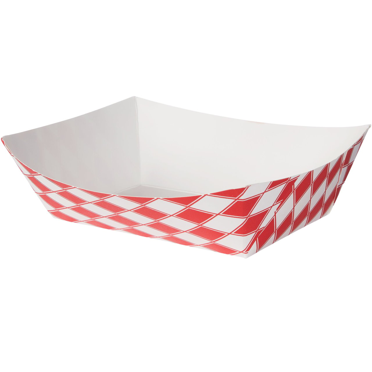Vital International Solutions Paper Food Tray #3, 3 lb, Red/White Check, 500 ct - Image 1
