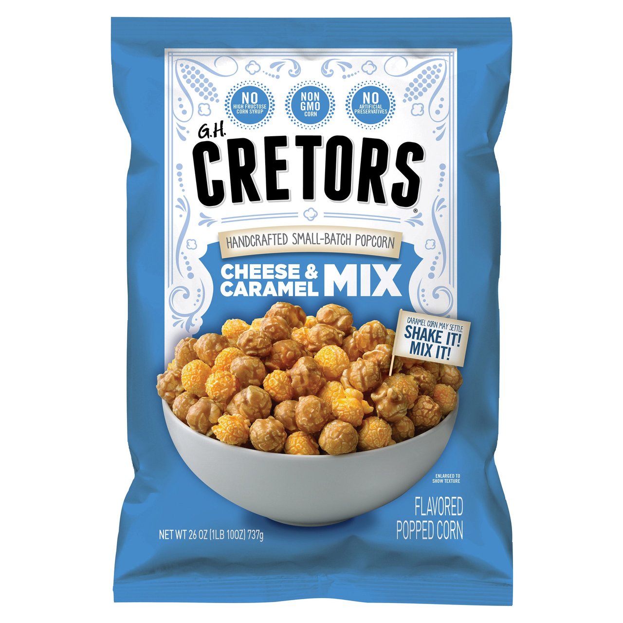 G.H. Cretors Cheese & Caramel Popcorn 26 Ounce Bag