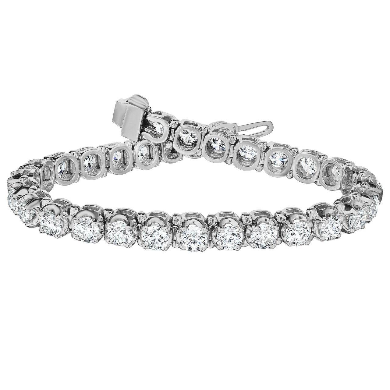 Platinum VS2 G 12.00 ctw Round Brilliant Diamond Tennis Bracelet - Image 1