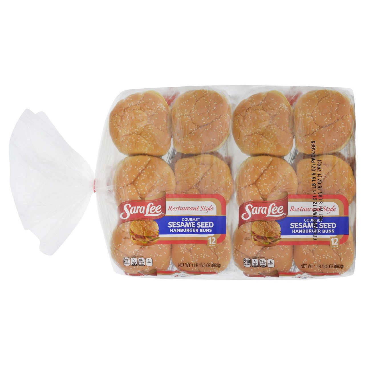 Sara Lee Restaurant Style Sesame Seed Hamburger Buns, 4 1/2", 24 Count