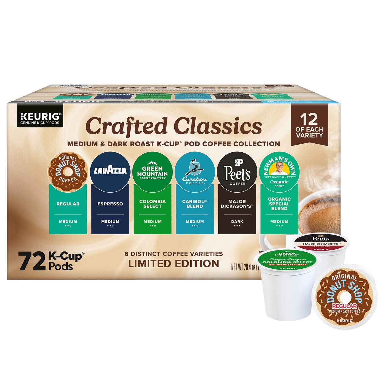 Keurig Crafted Classics Medium & Dark Roast K-Cup Pods Variety Pack, 72 Count - Image 1