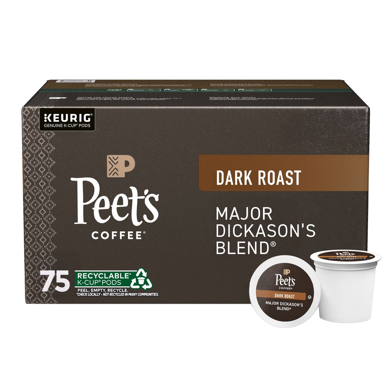 Peet's Coffee Major Dickason's Blend Dark Roast 75 Count K-Cup Pods - Image 1