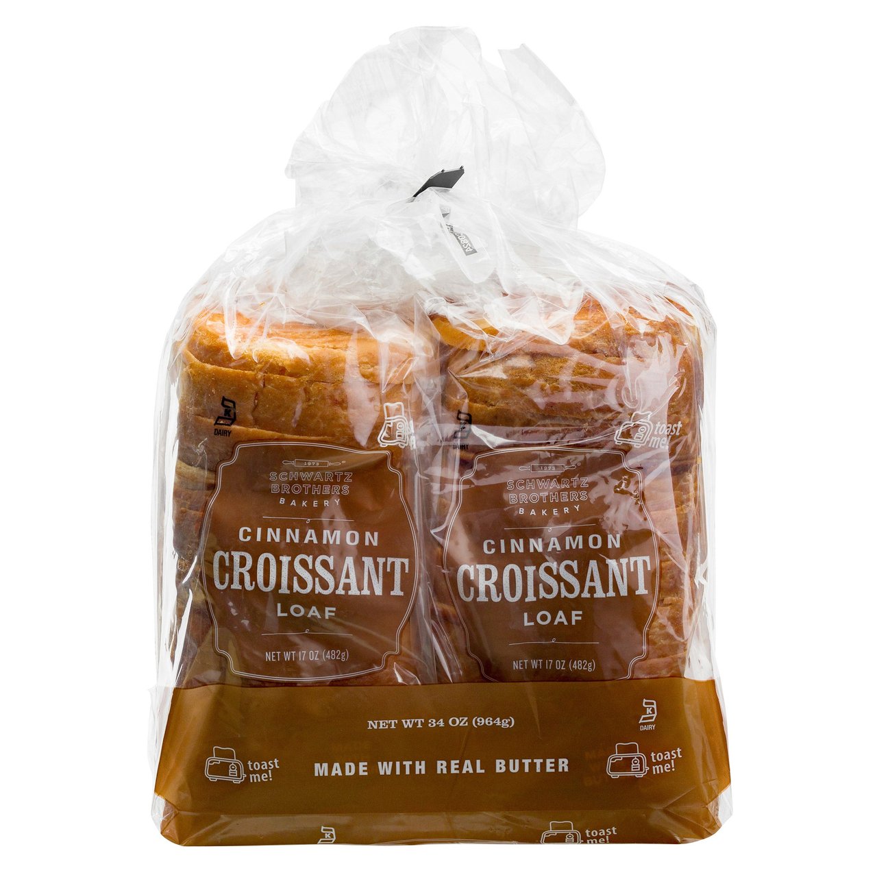Schwartz Brothers Cinnamon Croissant Loaf, 17 oz, 2-Count - Image 1