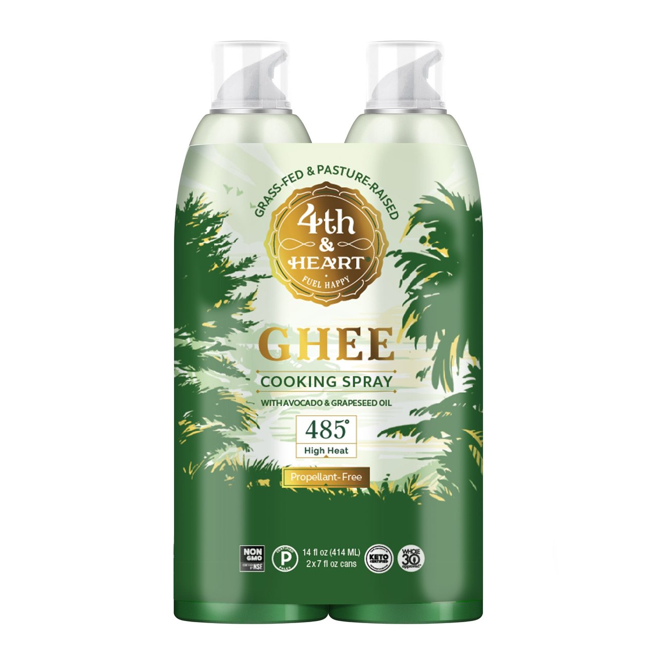 4th & Heart Ghee Cooking Spray, 2-Pack, 7 oz Each
