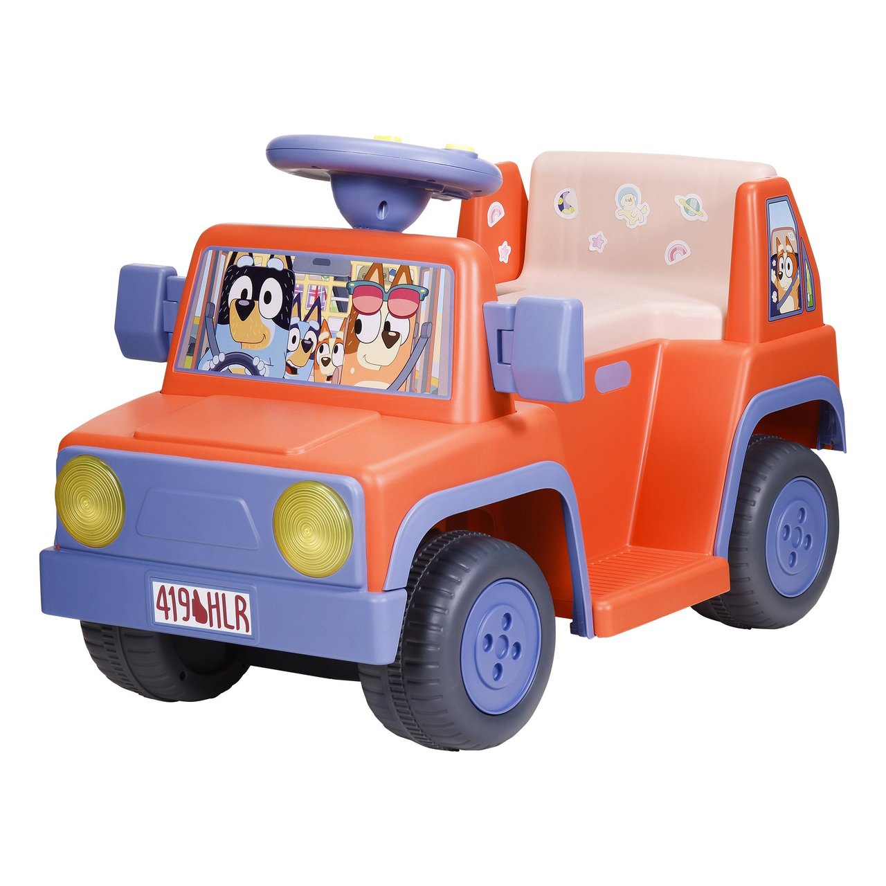 Bluey 6V Ride-On Car with Lights, Sound & DIY Stickers - Image 1