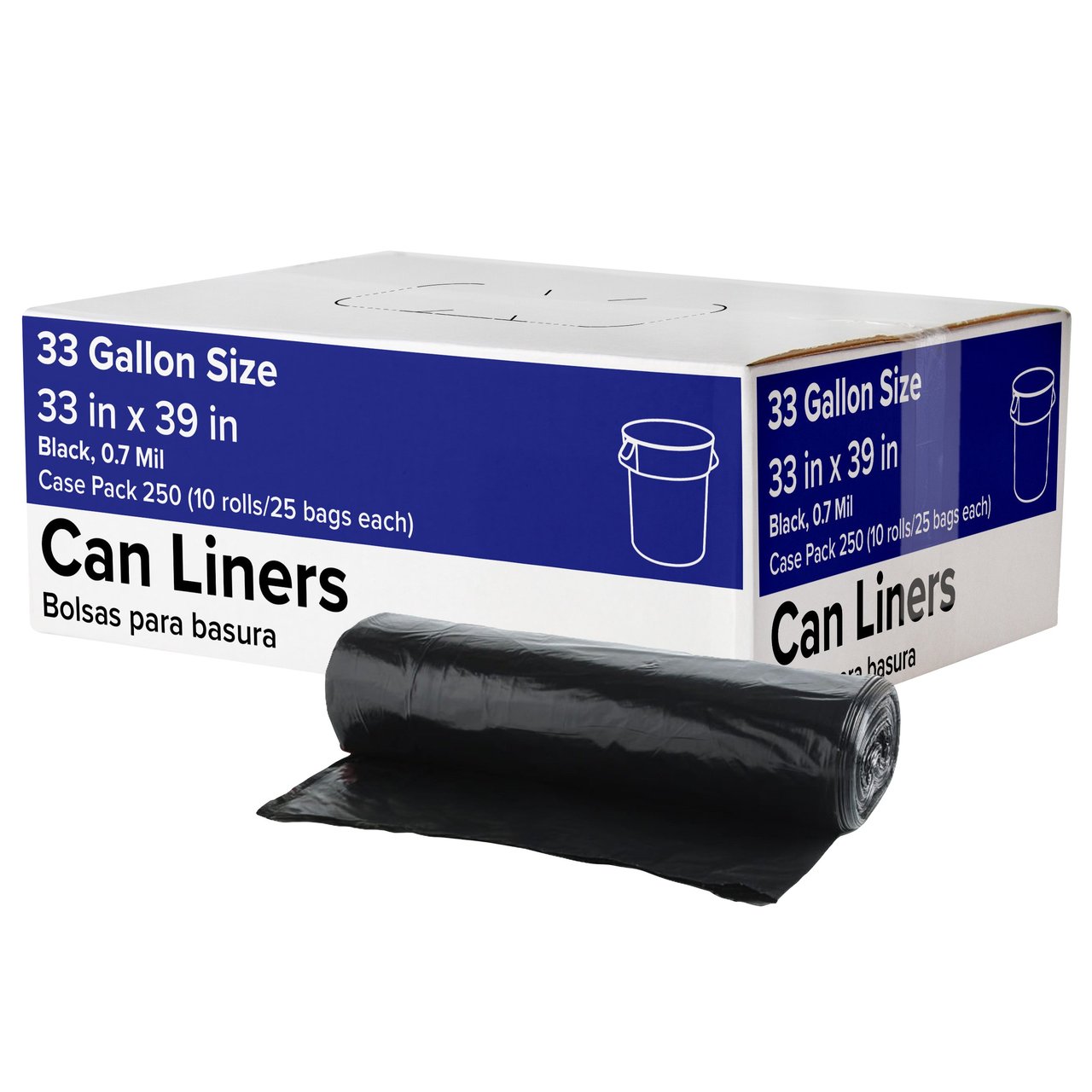 33 Gallon Black Can Liners, 250 ct