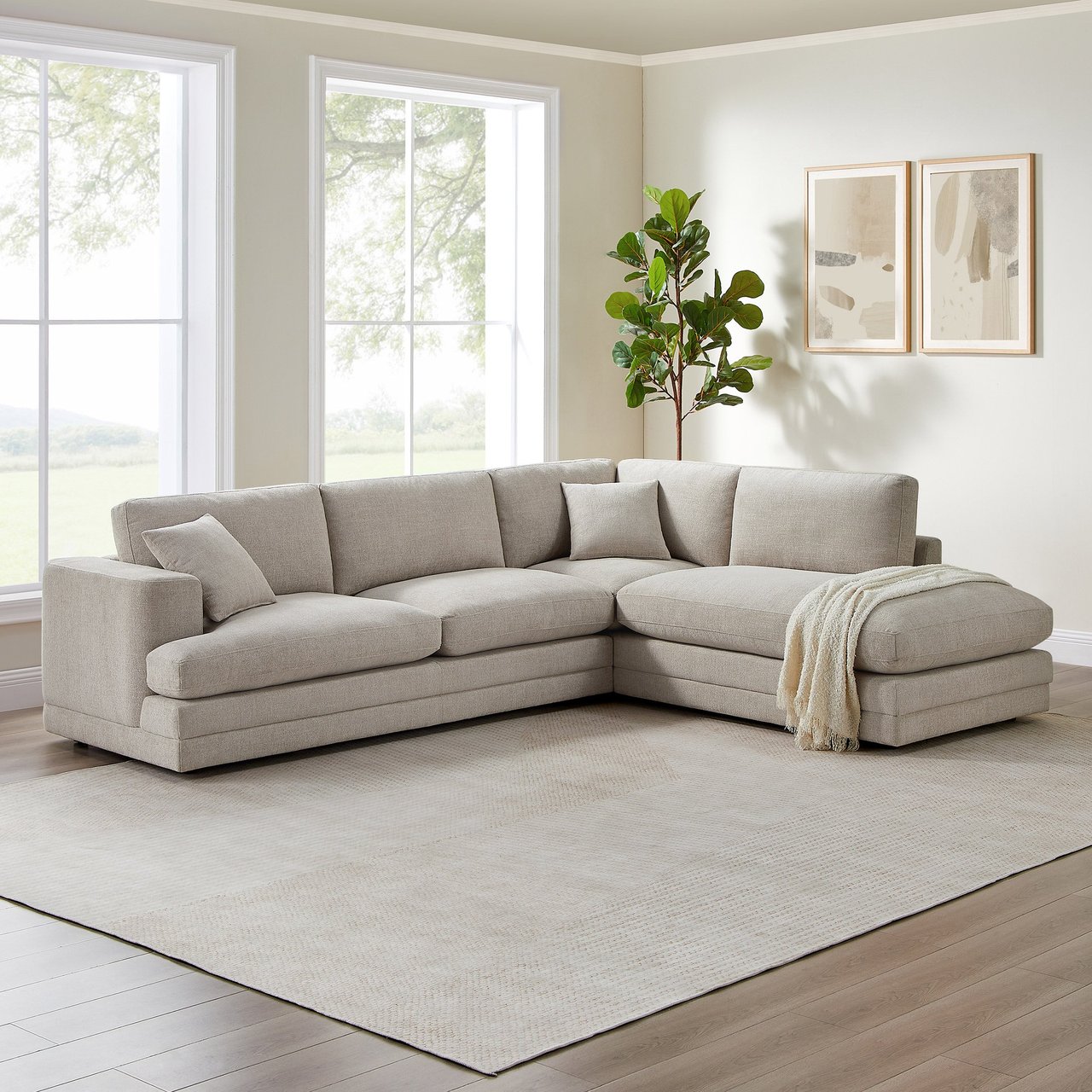 Aiden & Ivy Derry Fabric Sectional 2-Piece Bumper Chaise - Image 1