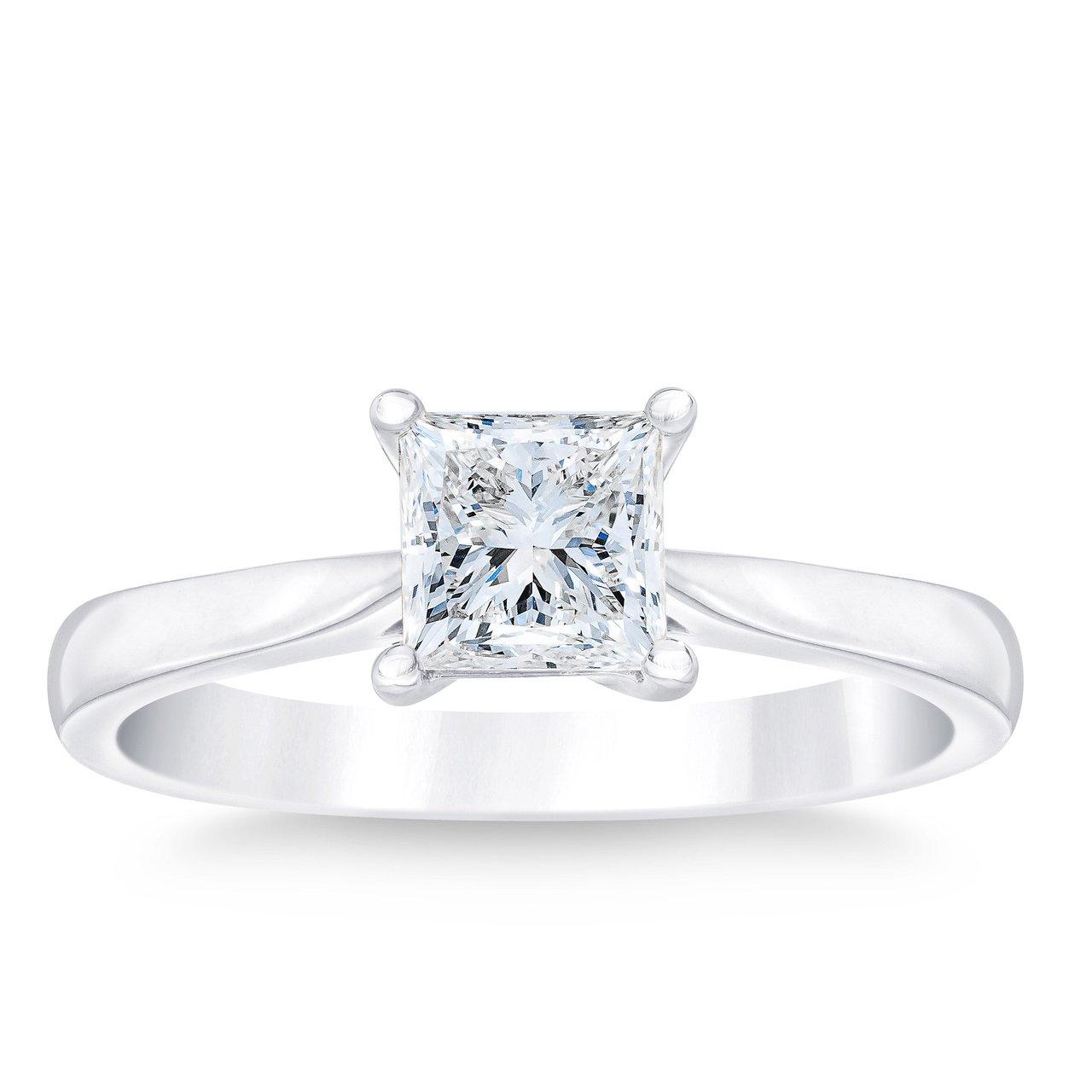 Platinum VS2 I 1.0ct Princess Cut Diamond Solitaire Ring - Image 1