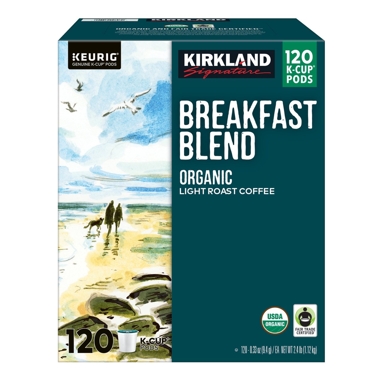 Kirkland Signature Breakfast Blend 120 CT Organic K-Cup Pods - Image 1