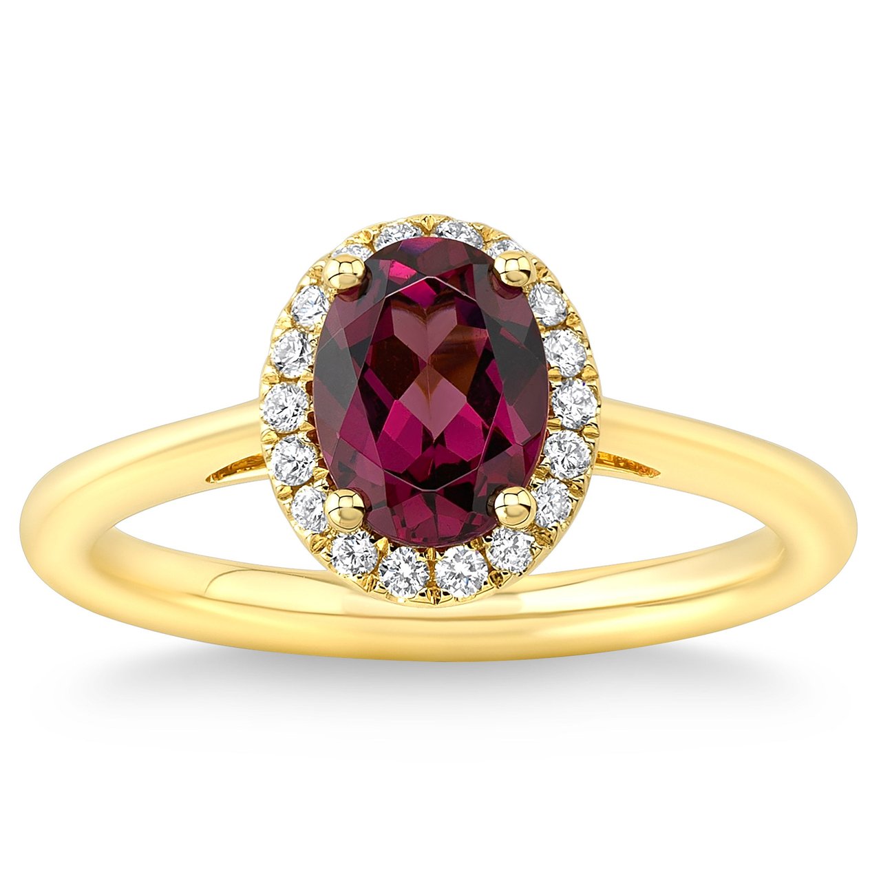 14kt Yellow Gold Rhodolite Garnet and Diamond Ring - Image 1