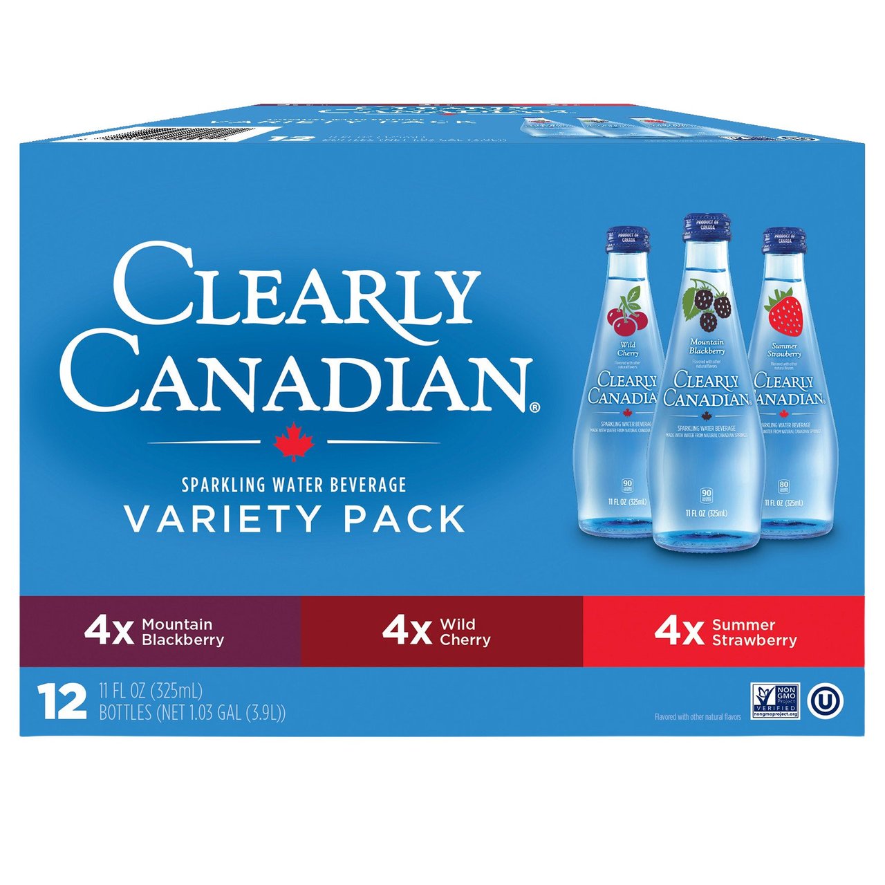 Clearly Canadian Sparkling Water Beverage Variety Pack, 12 Bottles, 11 fl oz - Image 1