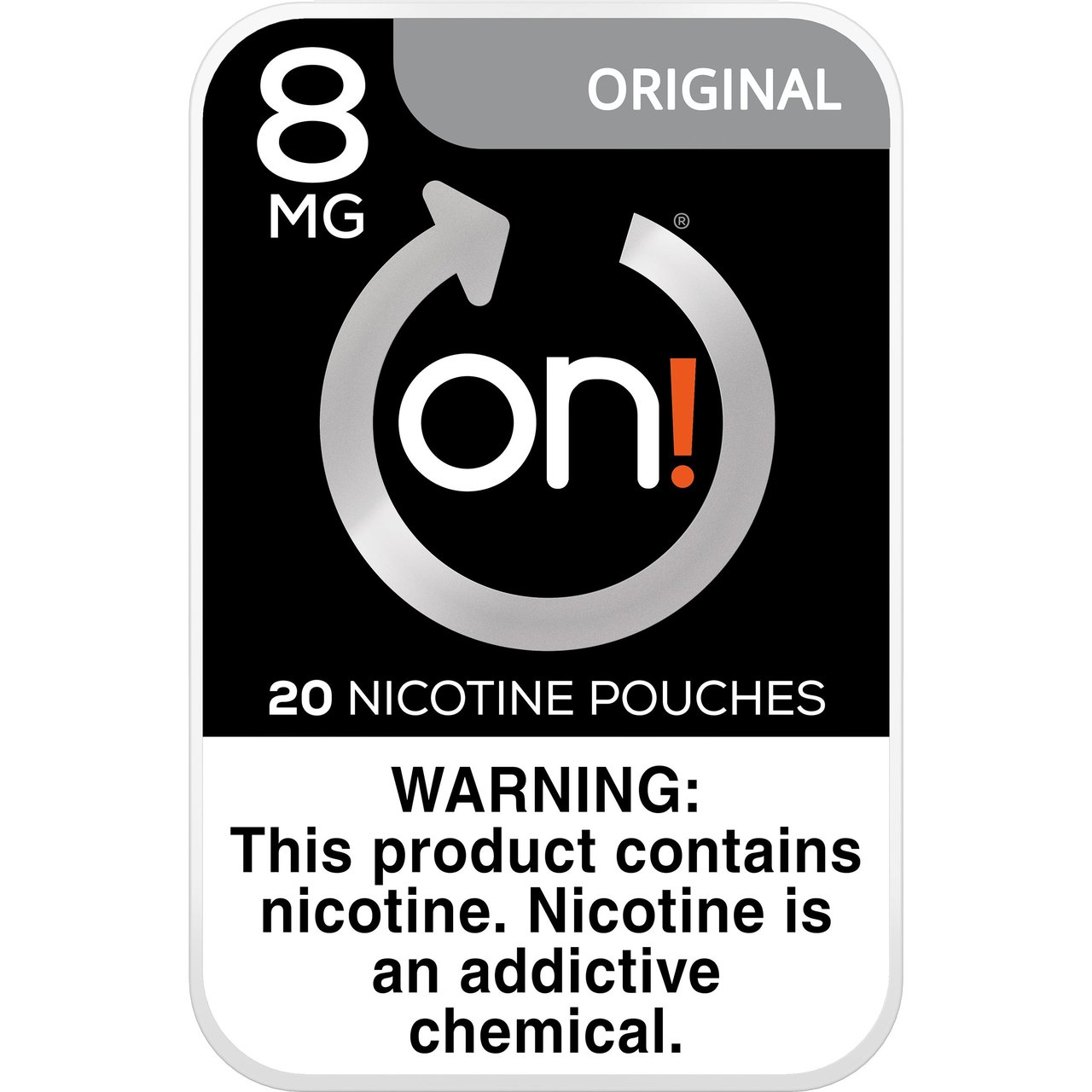 On! Original 8mg Nicotine Pouches, 5 Cans