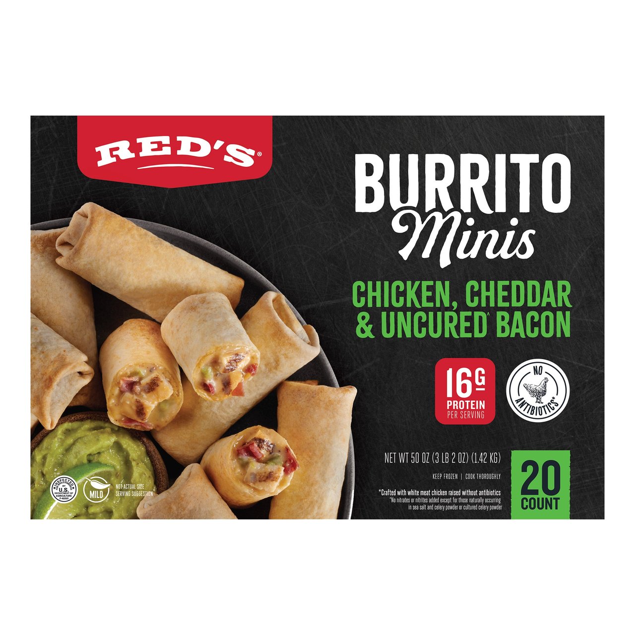 Red's Mini Chicken Burritos 20 Count Box - Image 1