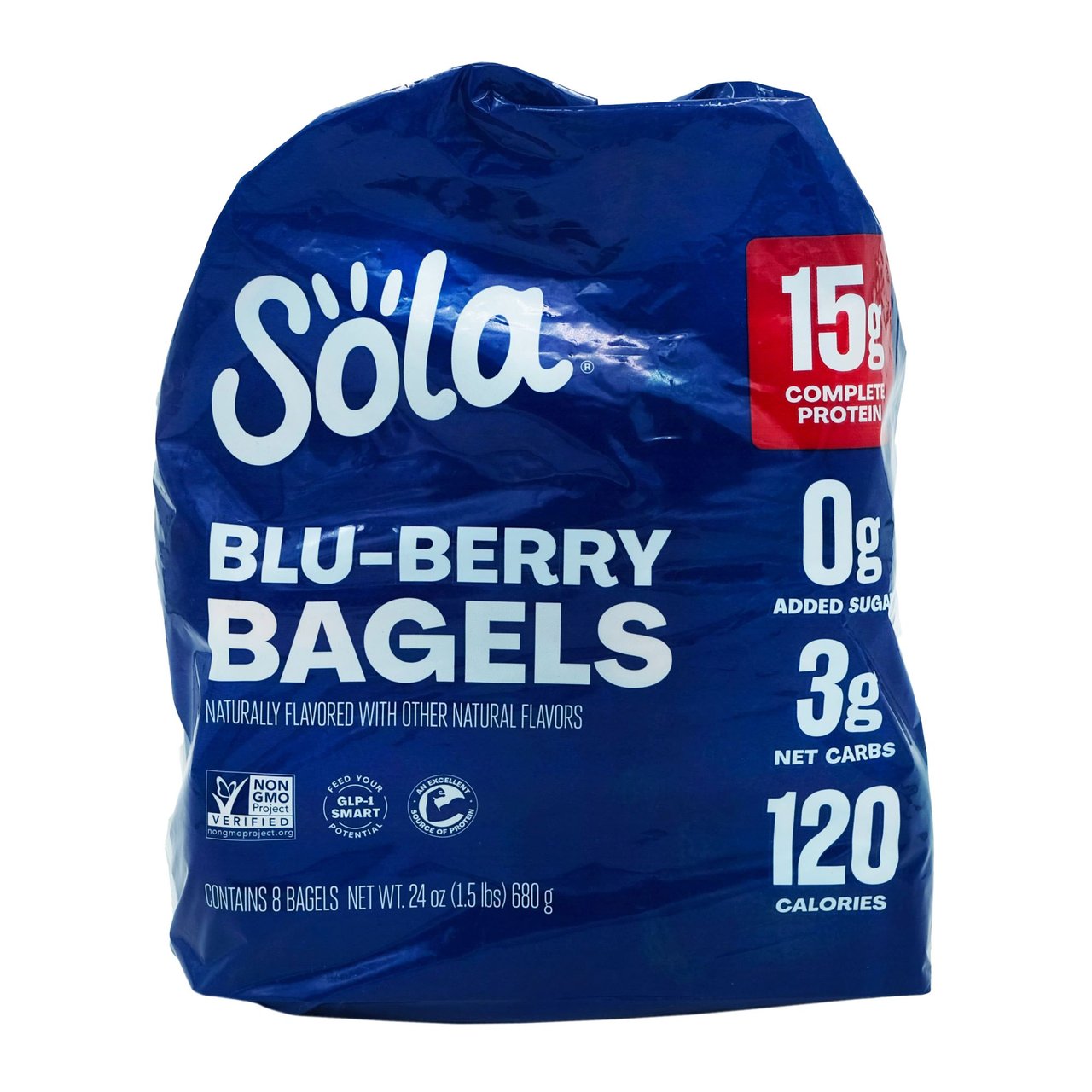Sola Blueberry Bagel 8 Count / 24 oz - Image 1