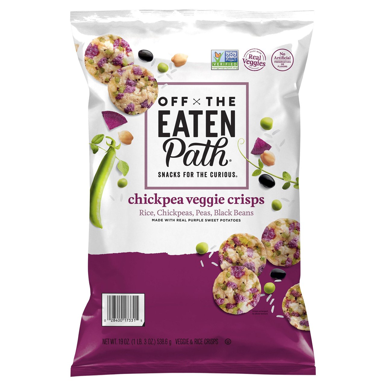 Off The Eaten Path Chickpea Veggie Crisps 19 Oz Bag - Image 1