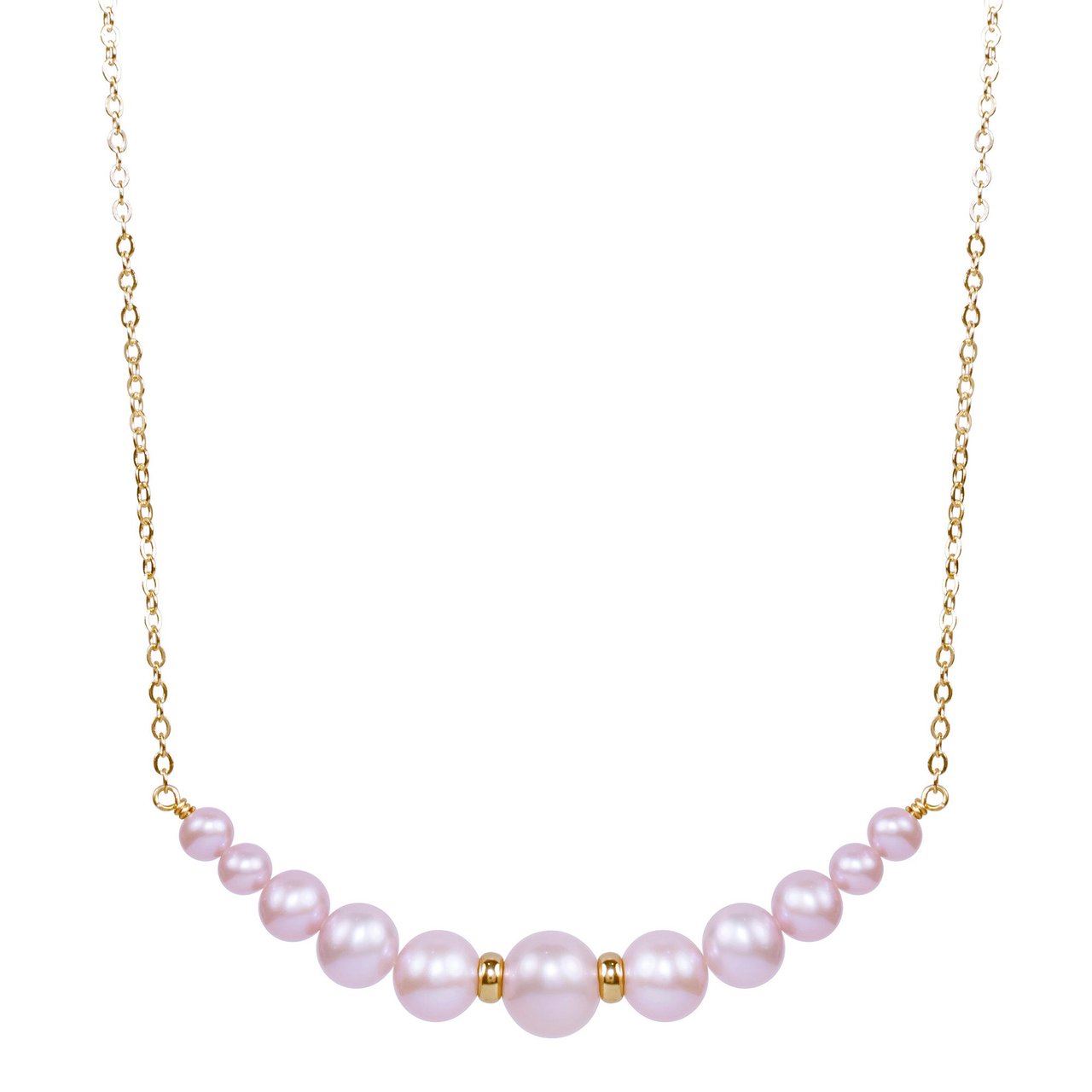 14kt Yellow Gold Pink Freshwater Pearl Graduated Necklace - Image 1
