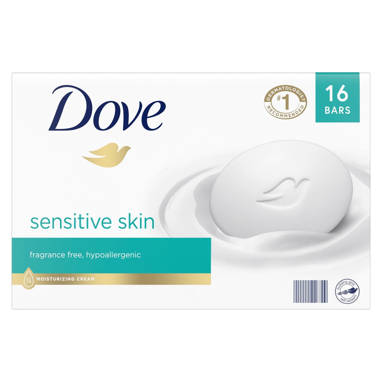Dove Sensitive Skin Beauty Bar Soap 16 Pack, 3.75 oz - Image 1