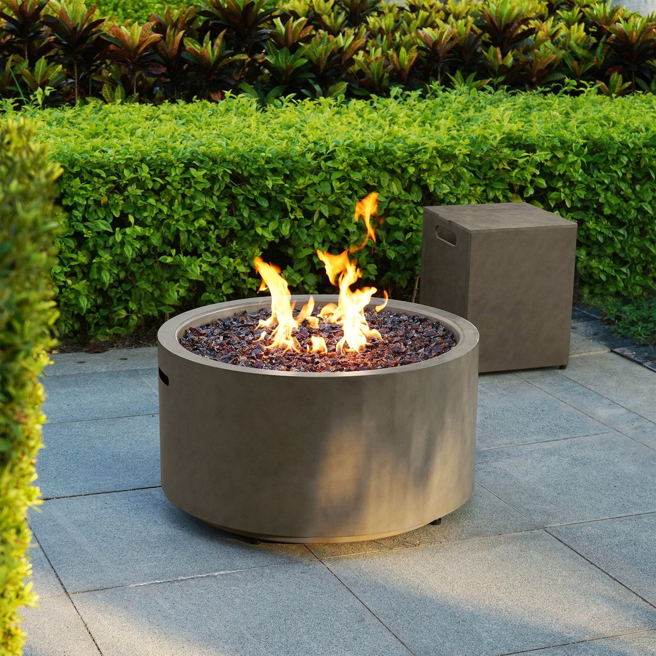 Bond 32" Steel Patina Gas Fire Pit with Tank Hideaway