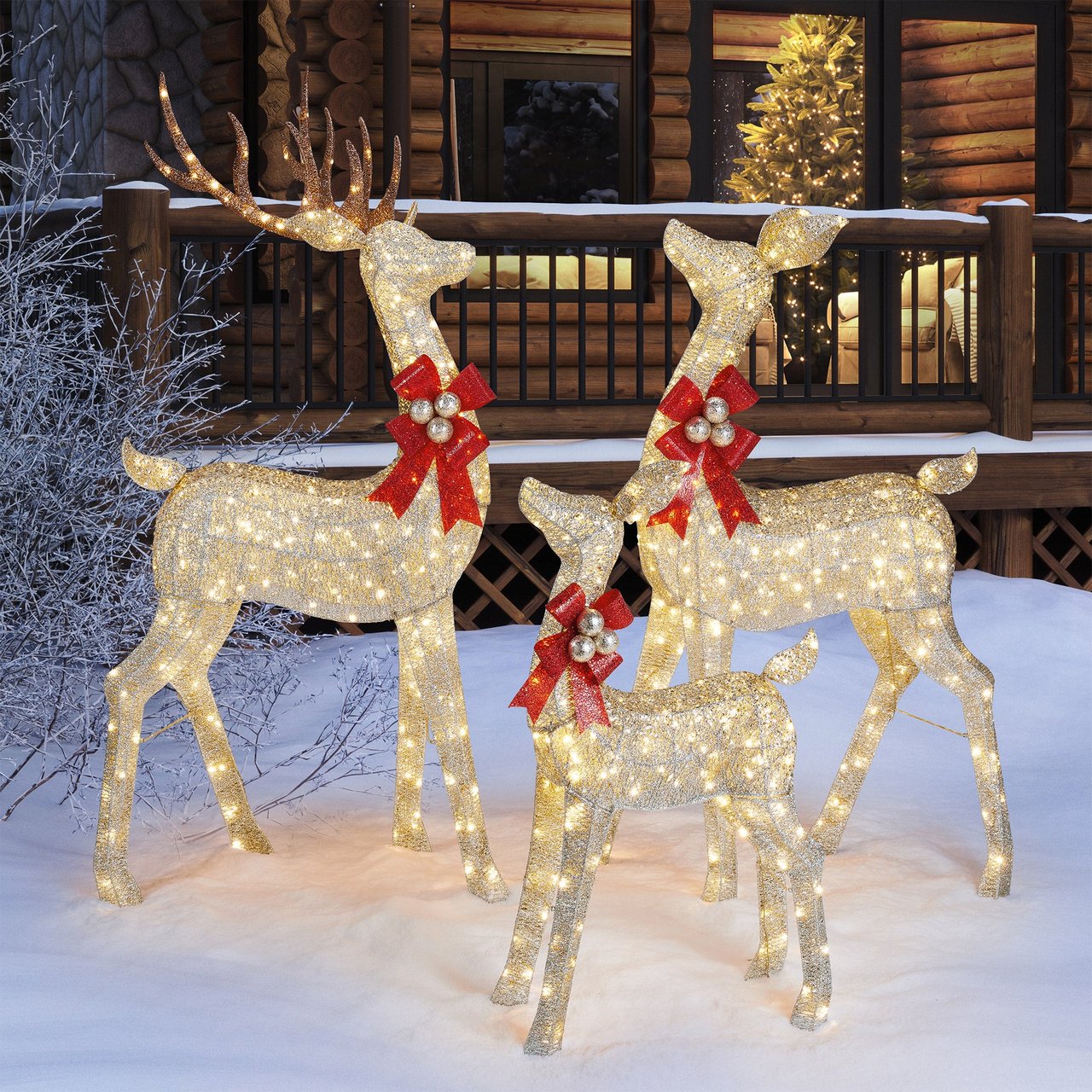 Lighted Deer Family, Set of 3 - Image 1