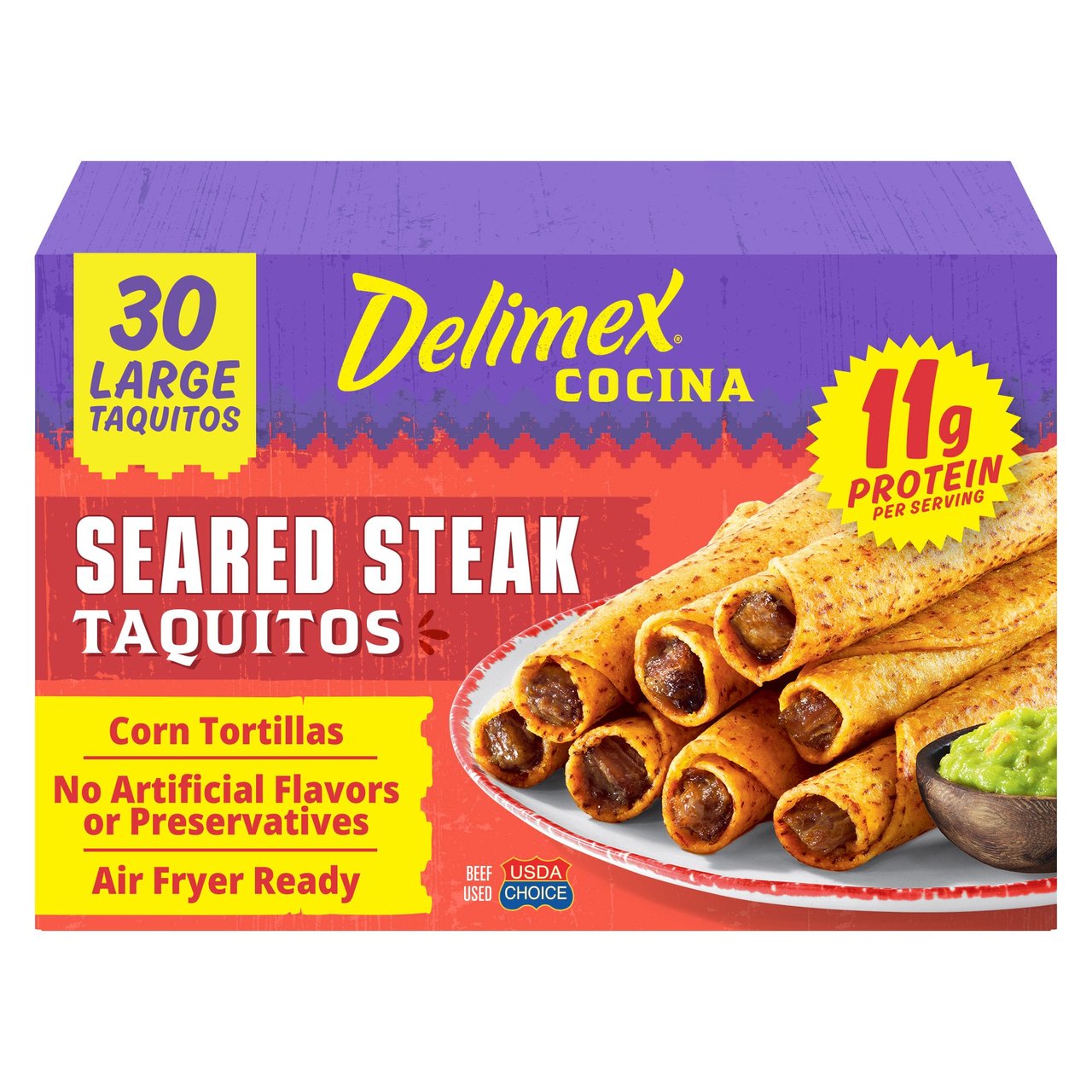 Delimex Seared Steak Taquitos, 30 Count, 45 oz - Image 1