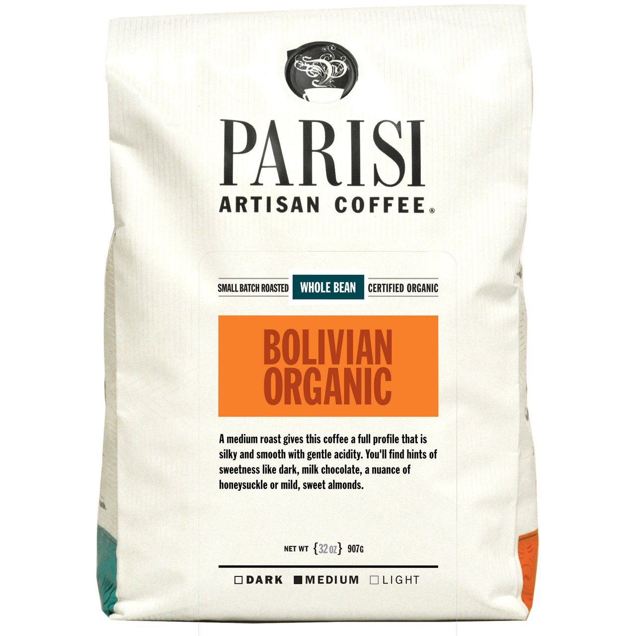 Parisi Artisan Coffee Organic Bolivian Whole Bean 32 Ounce Bag - Image 1