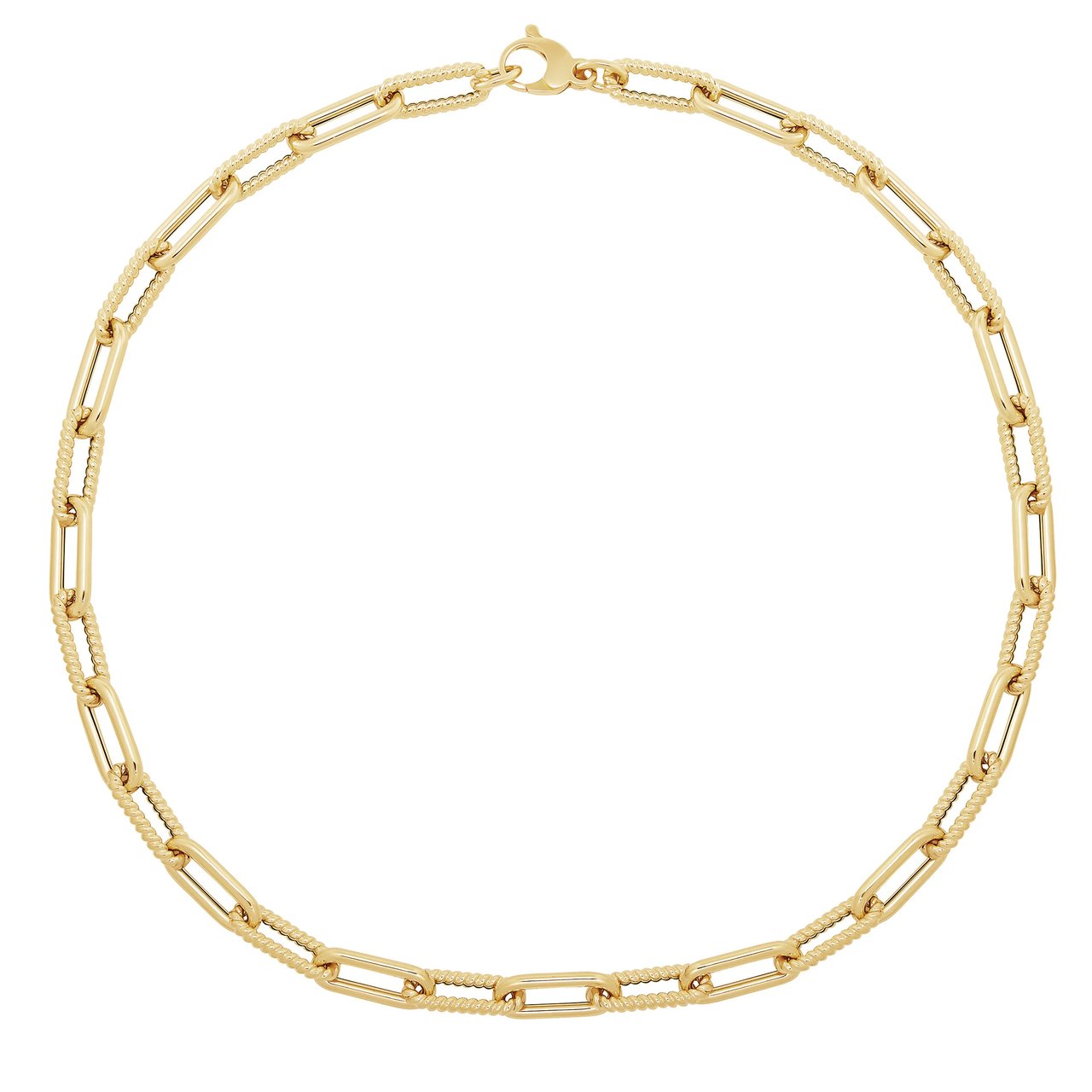 18kt Yellow Gold 18" Paperclip Necklace Made in Italy - Image 1