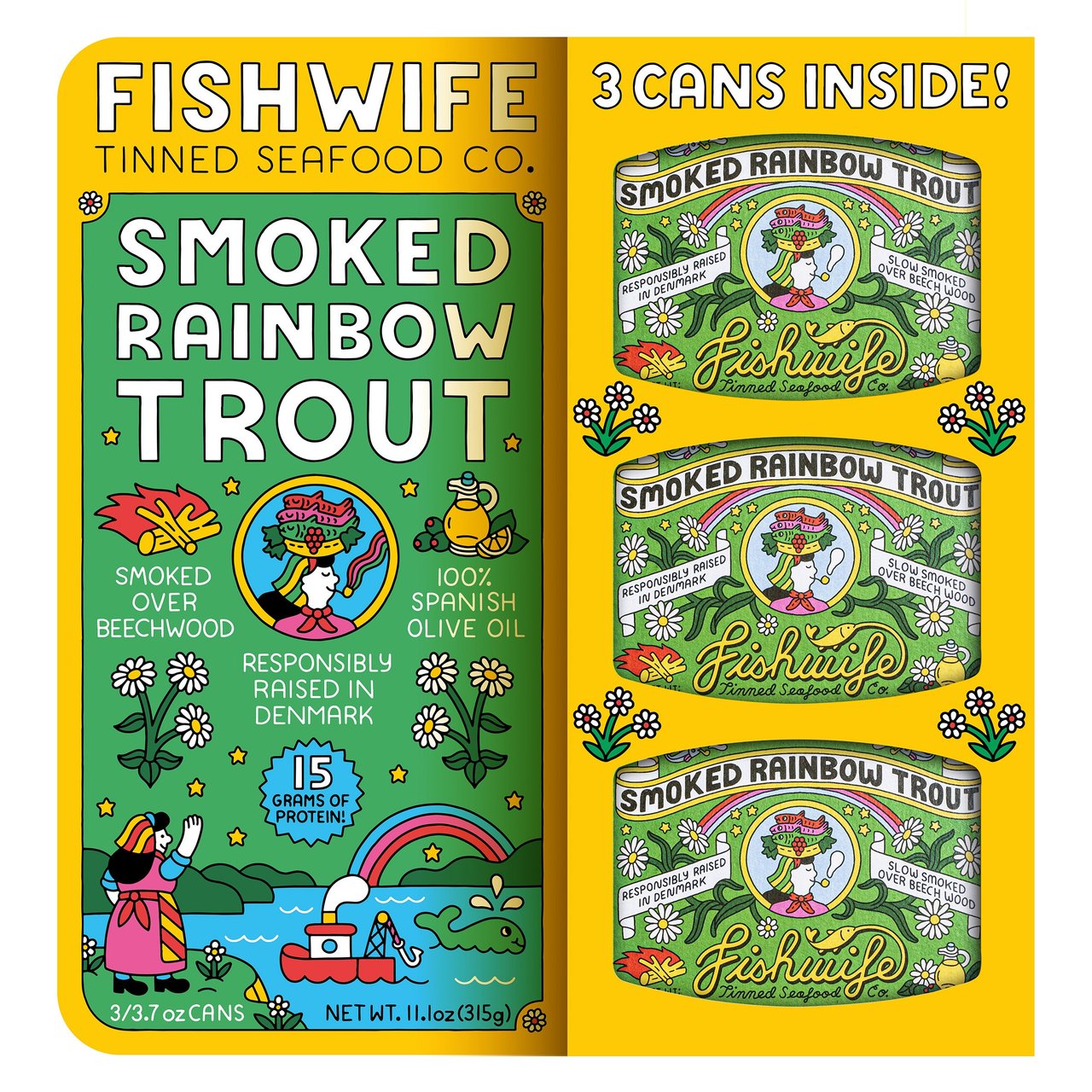 Fishwife Smoked Rainbow Trout, 3/3.7 Ounce Cans - Image 1