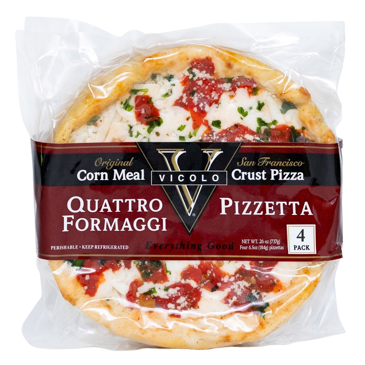 Vicolo Cornmeal Quattro Formaggi Mini Pizzas, 4-Pack, 6.5 oz Each - Image 1