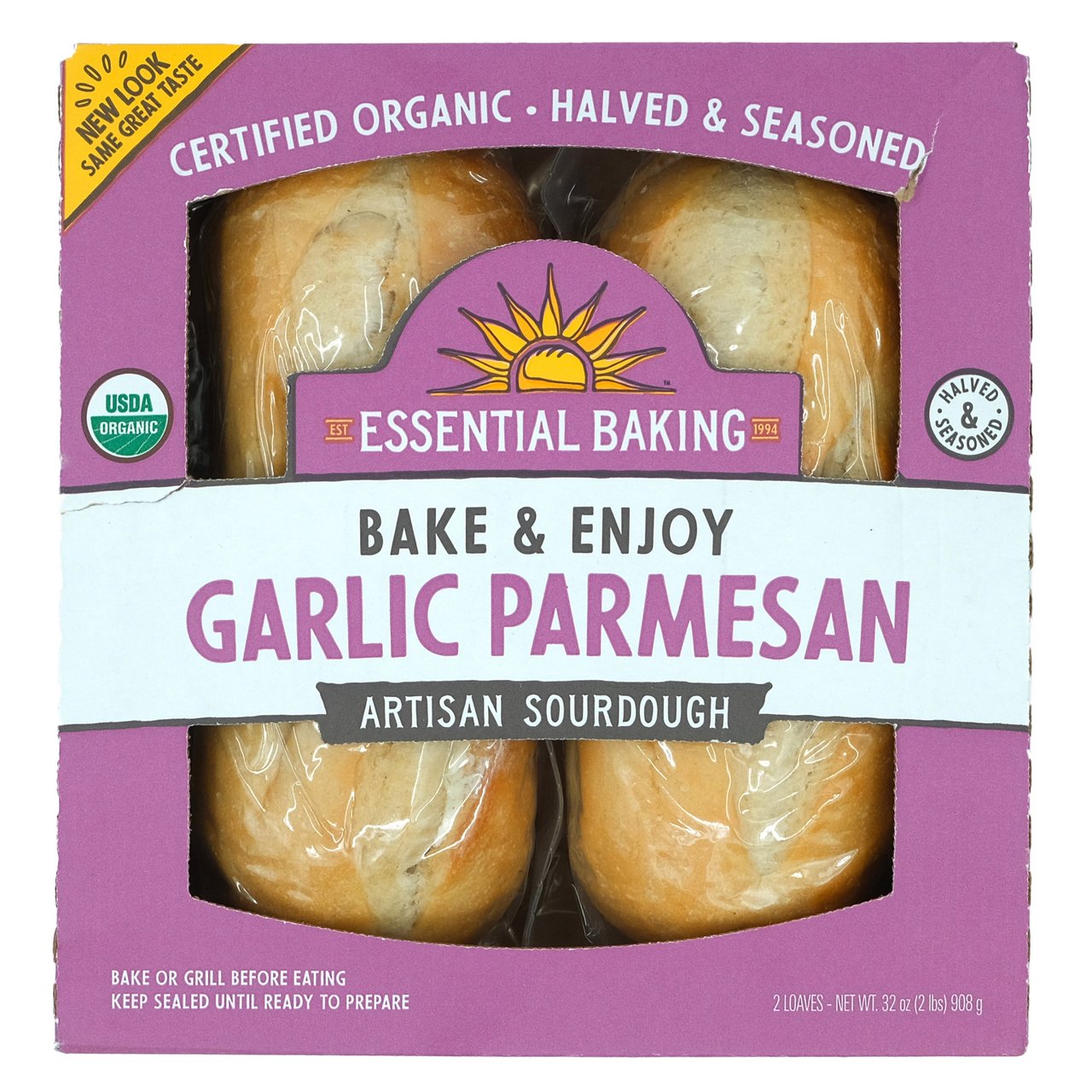 Organic Essential Bake & Enjoy Garlic Parmesan Artisan Sourdough Bread 2 Pack, 18.2 Ounces - Image 1