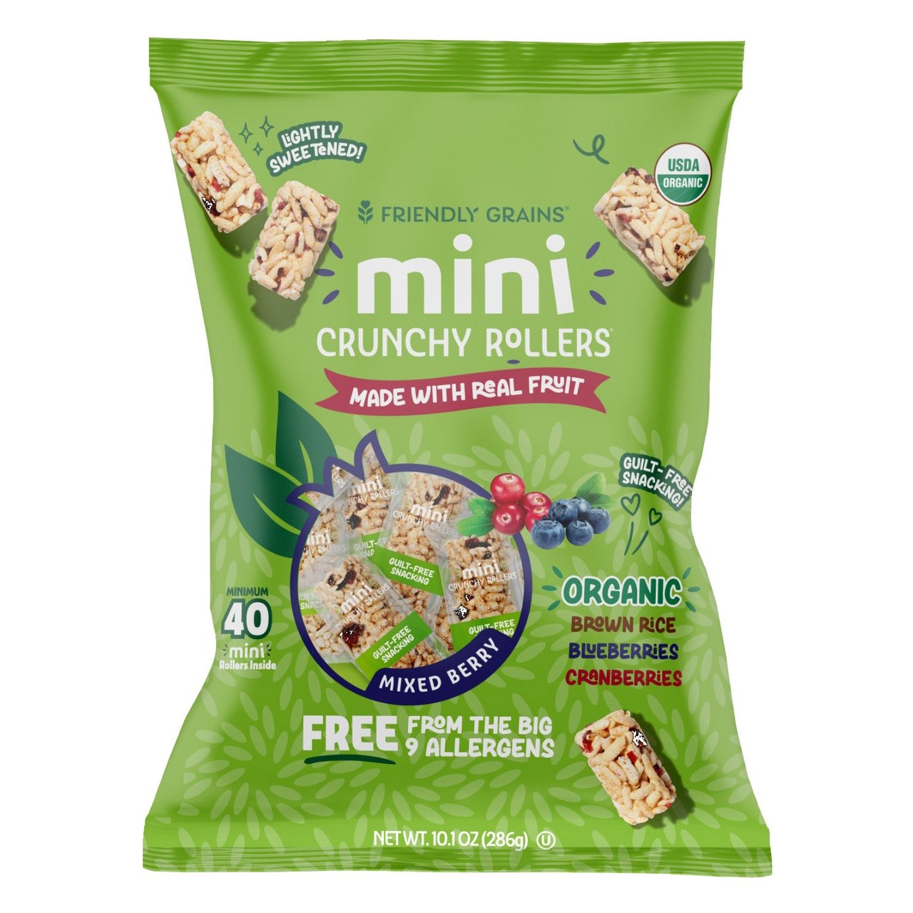 Friendly Grains Organic Rice Crunchy Rollers, Mixed Berry - Image 1