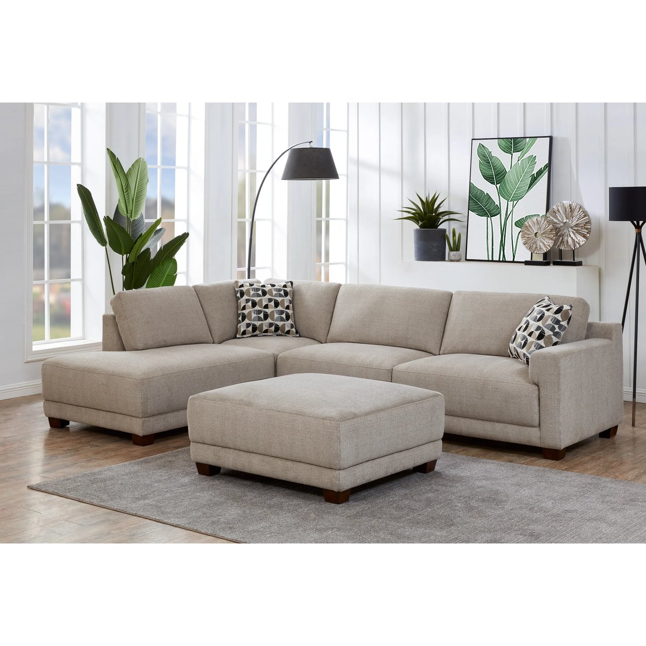 Synergy Home Raylin Fabric Sectional with Ottoman - Image 1