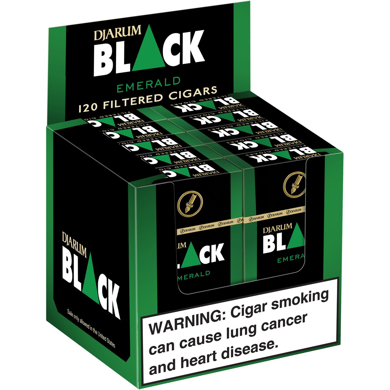 Djarum Black Emerald Filtered Clove Cigars, 10 Packs of 12 - Image 1