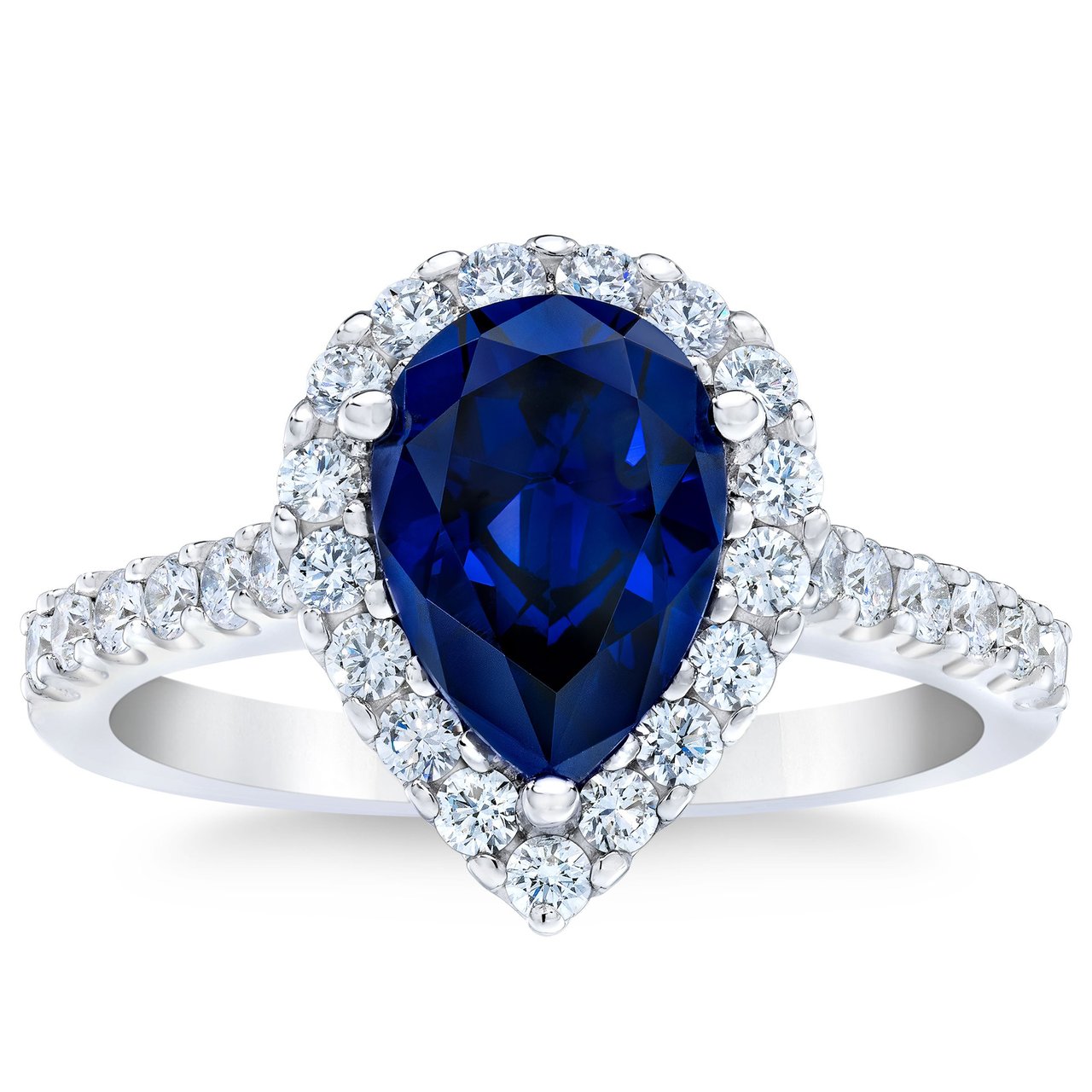 14KT White Gold .65CTW VS2 I Diamond & Lab Created Sapphire Ring - Image 1