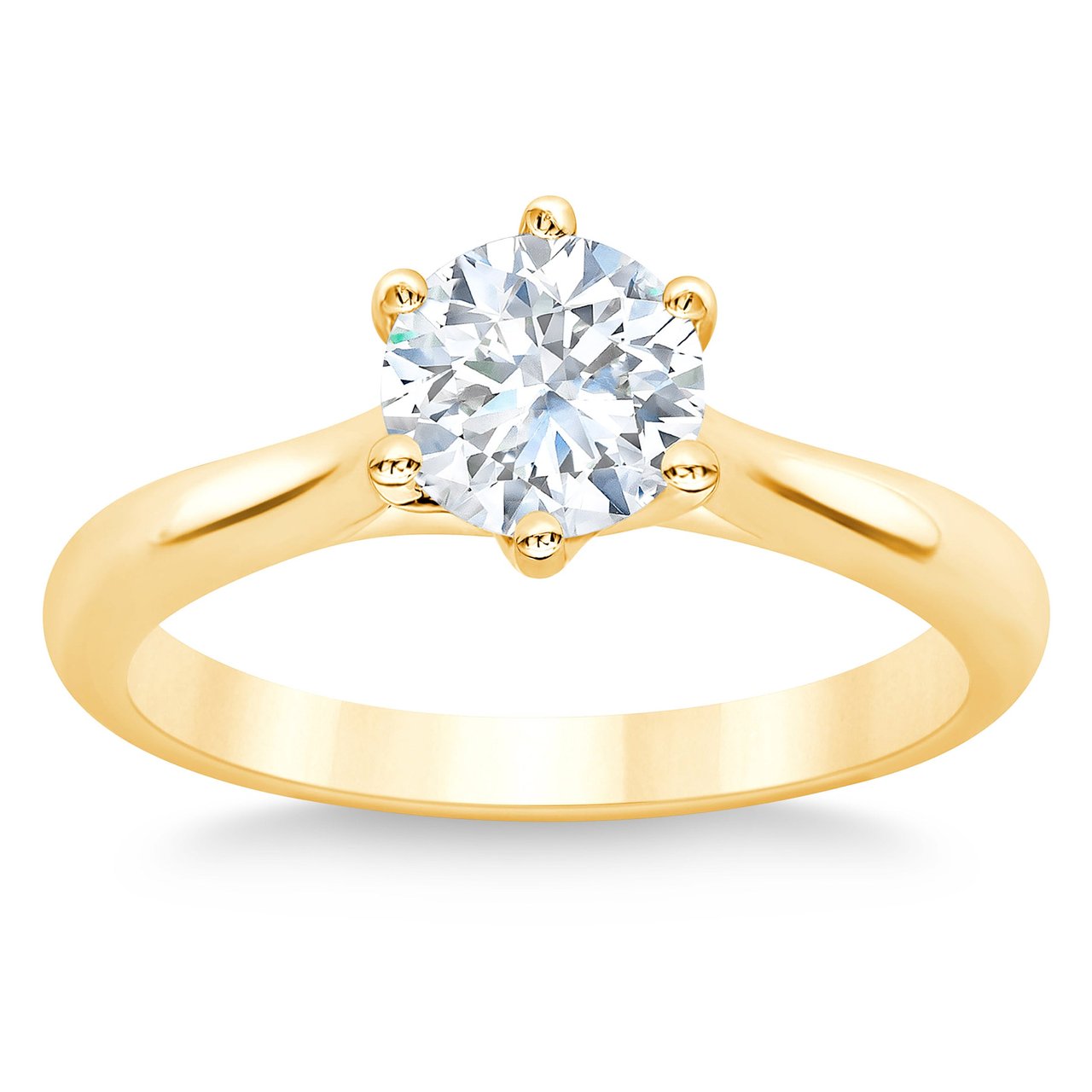 1.00 CT Round Brilliant Diamond 14KT Yellow Gold Solitaire Ring, VS2 Clarity, I Color, Size 8
