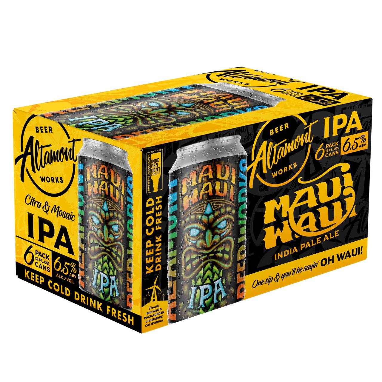 Altamont Beer Works Maui Waui Tropical IPA, Livermore, 6-Pack 12 oz Cans