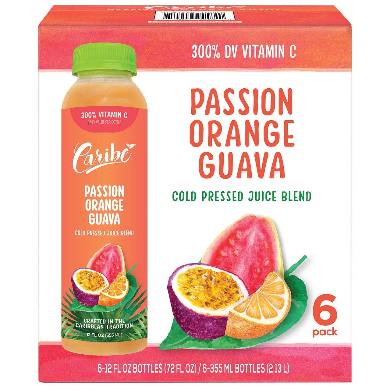 Caribe Cold Pressed Passion Orange Guava 6/12 fl oz - Image 1