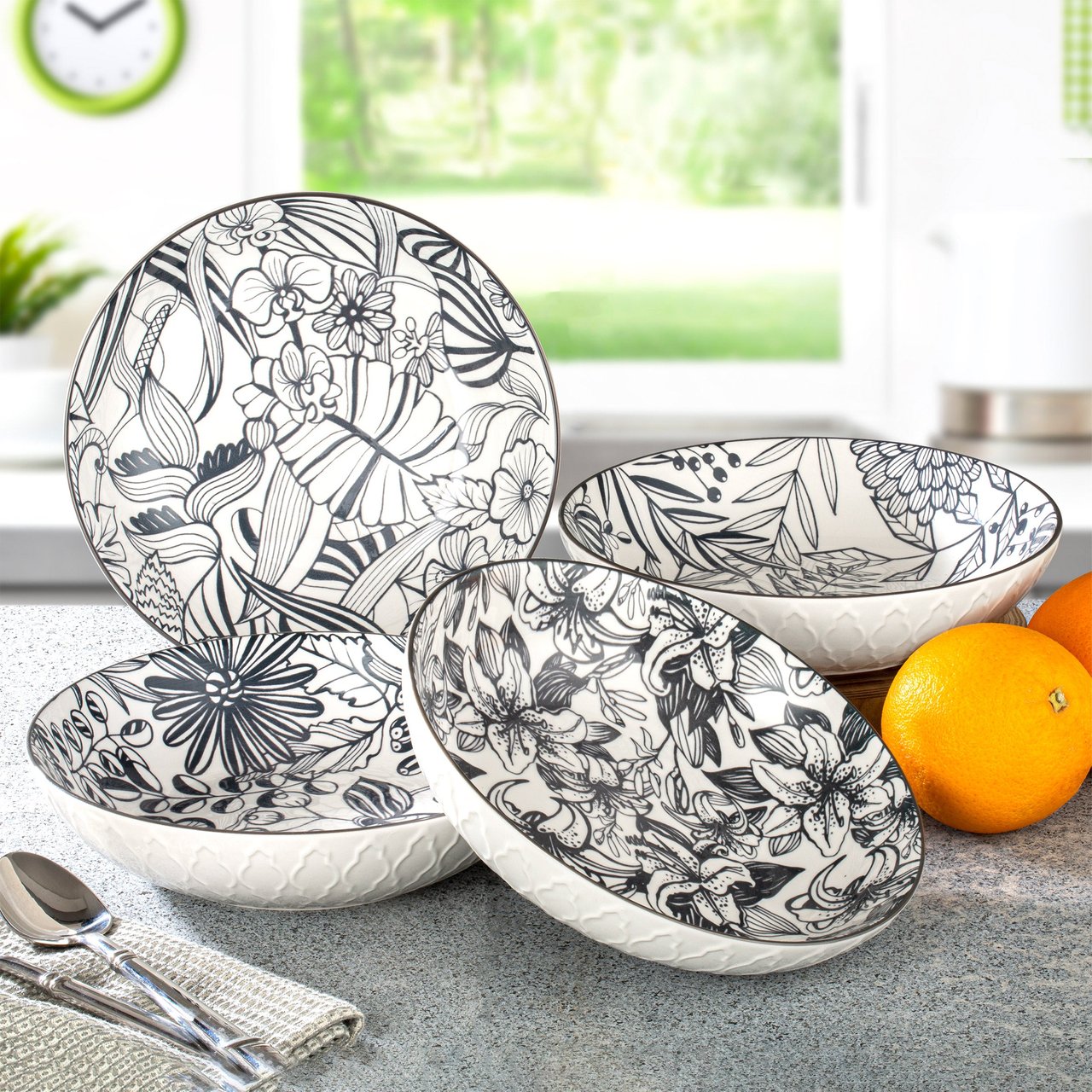 Signature Housewares 8.5" Dinner Bowls, 4-Piece Set - Image 1