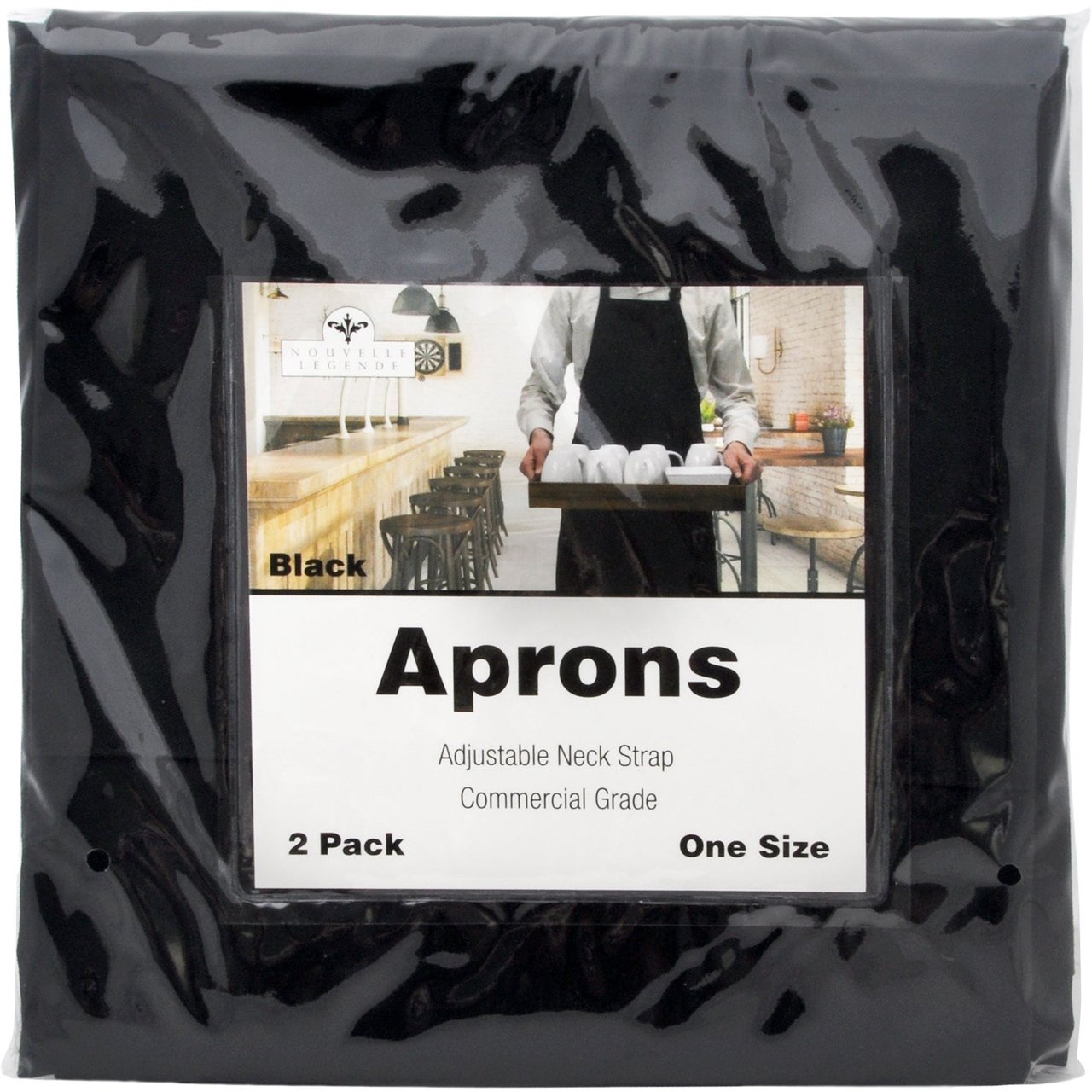 Nouvelle Legende Chef's Apron, Black, 2-Pack - Image 1
