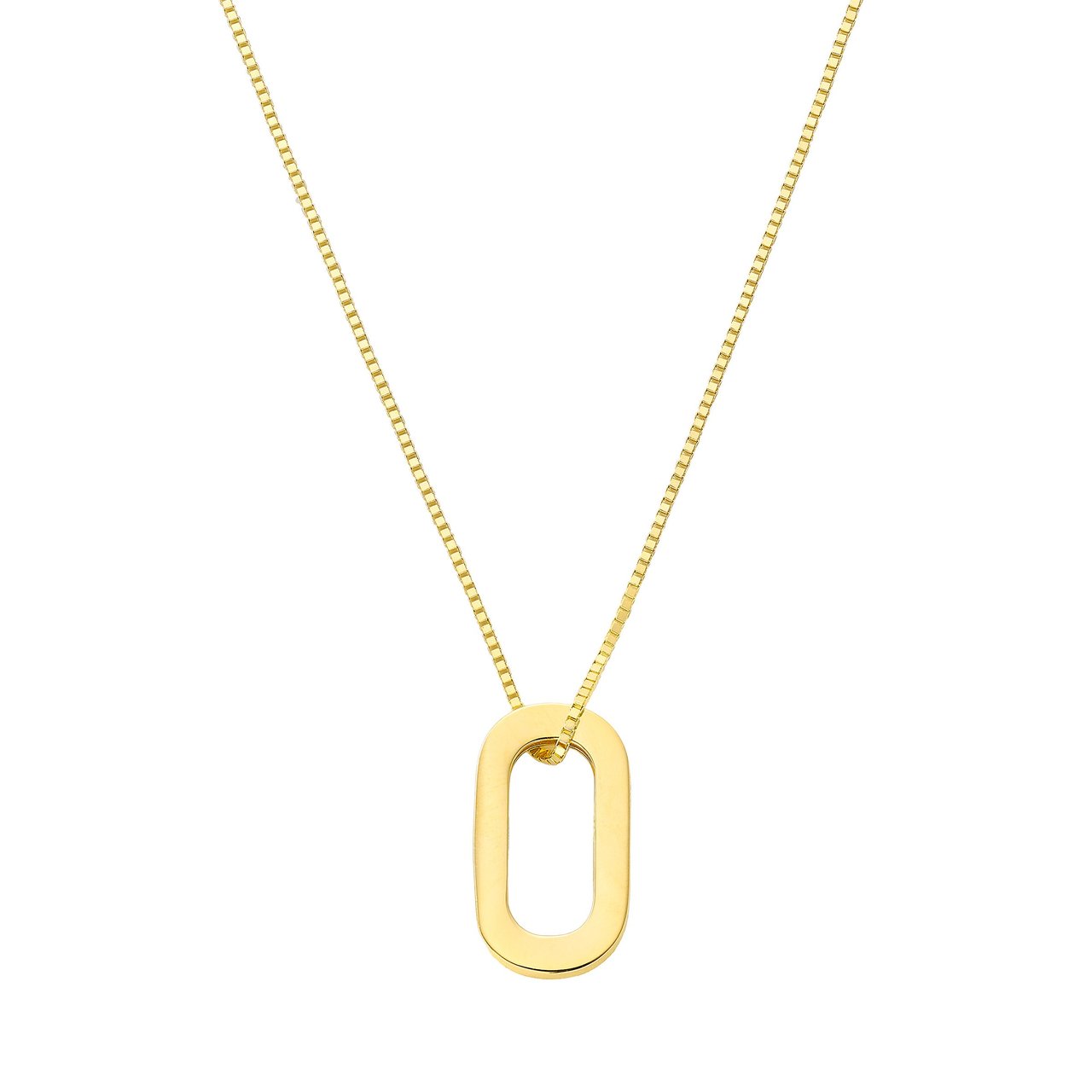 14kt Yellow Gold High Polish Oval Paperclip Link Pendant, 18" - Image 1