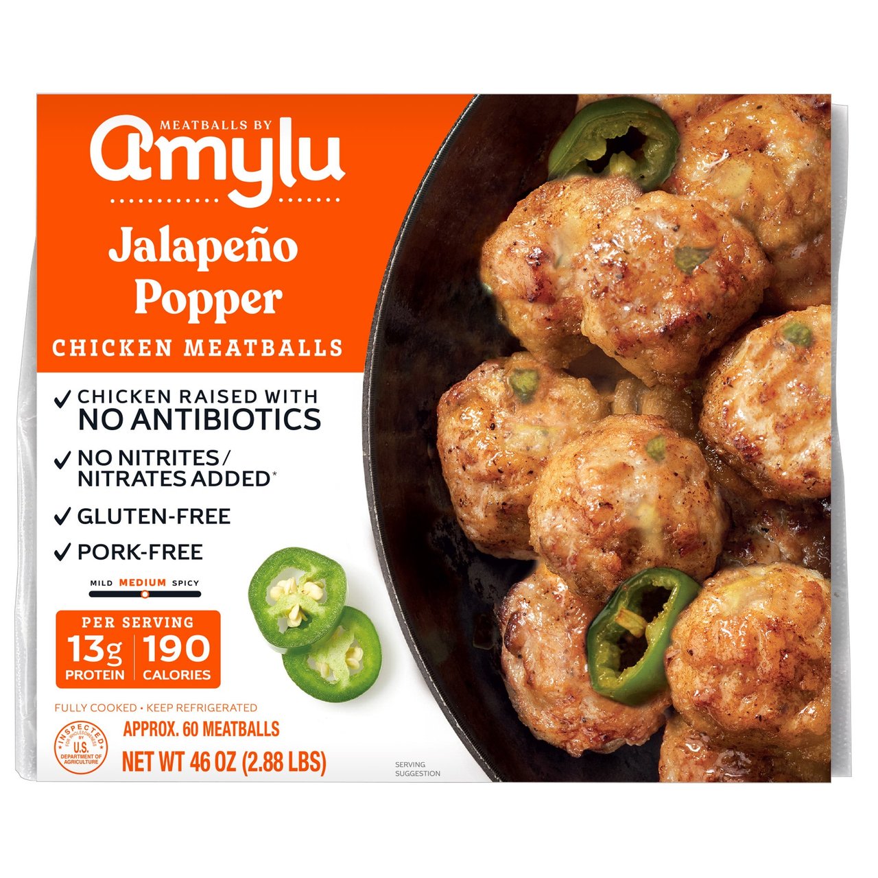 Amylu ABF Chicken Meatballs Jalapeño Popper 46 oz - Image 1