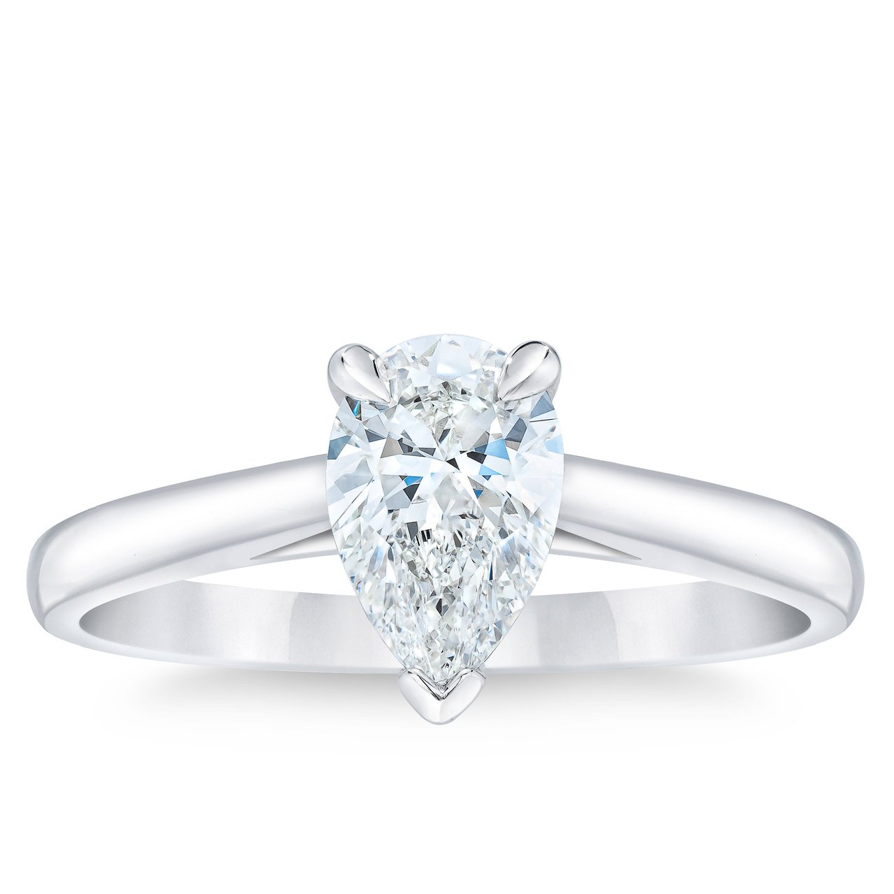 1.09 CT Pear Shape Platinum Solitaire Ring – IF Clarity, F Color Diamond - Image 1