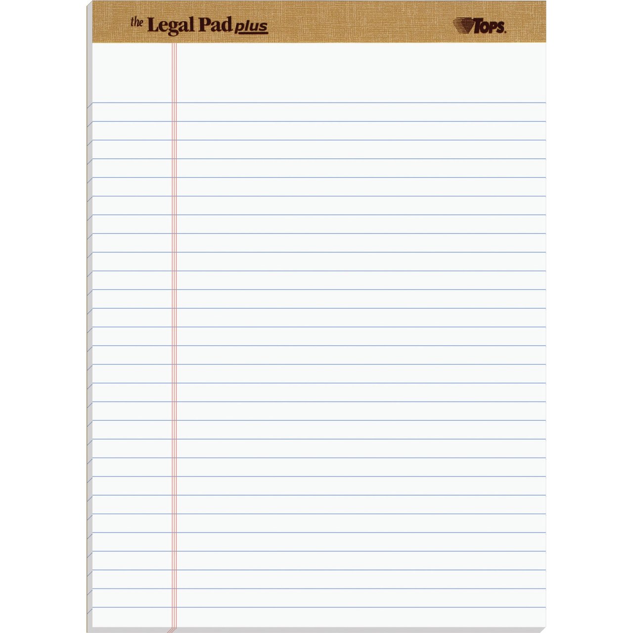 TOPS The Legal Pad Plus, Legal Ruled, White, 8-1/2" x 11-3/4", 50 Sheets, 12 Pads - Image 1