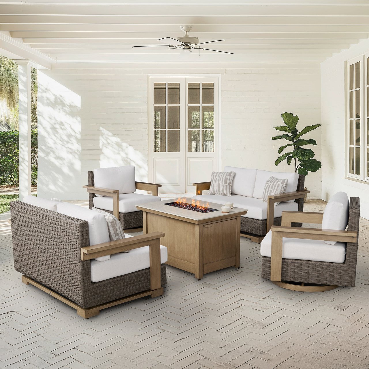 Agio Juniper 5-Piece Deep Seating Set with Fire Table - Image 1