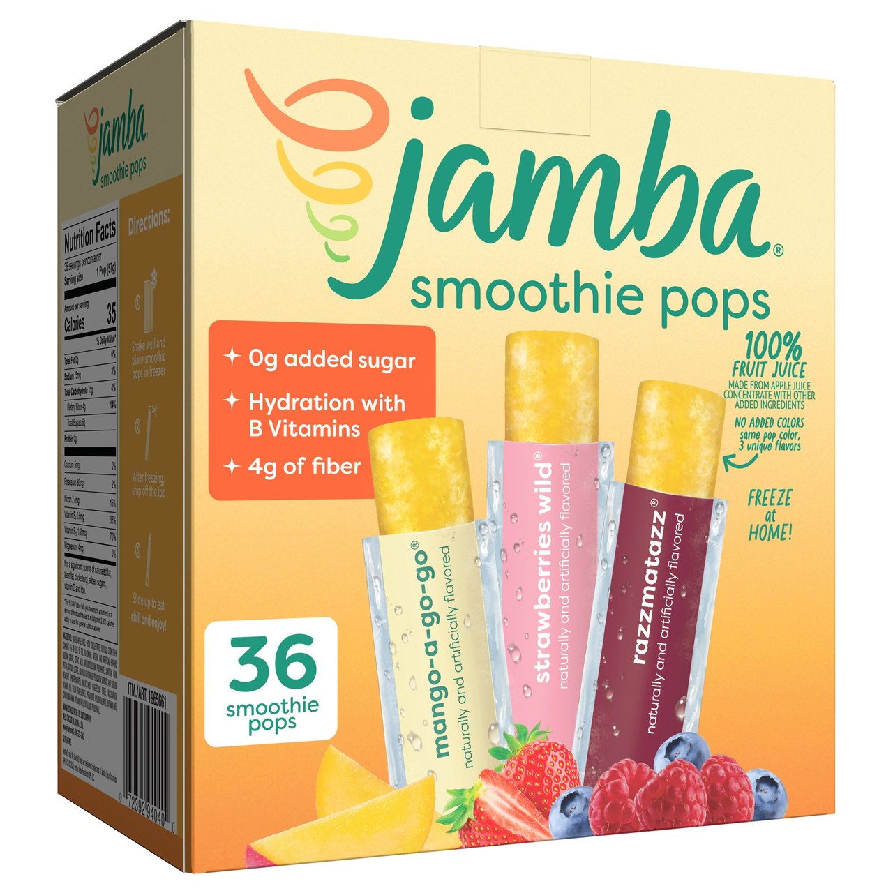 Jamba Smoothie Pops Variety, 36 Pack, 2 oz Each - Image 1