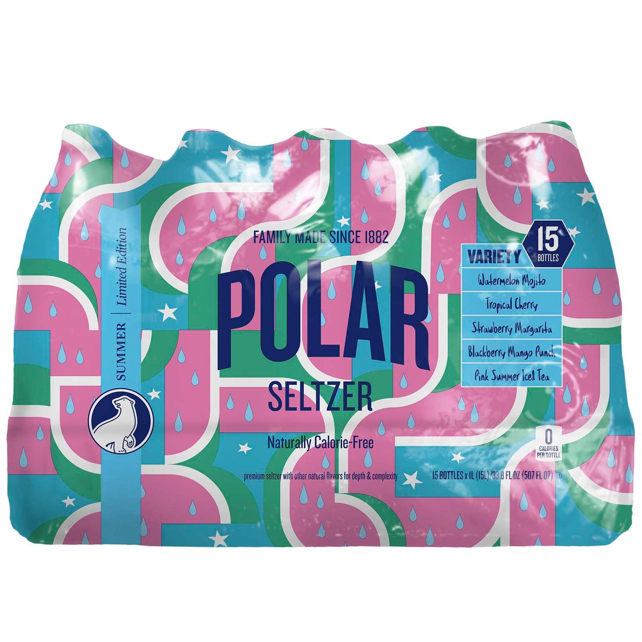Polar Seltzer Summer Limited Edition Variety Pack, 15 x 33.8 FL OZ