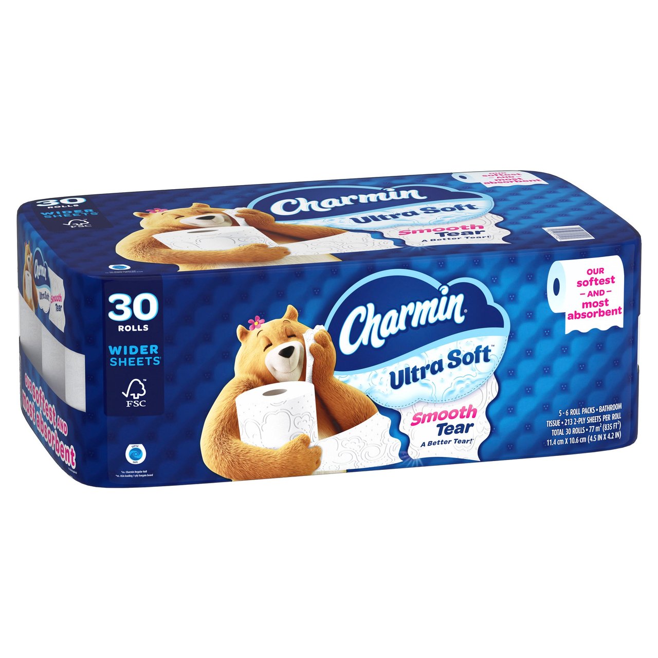 Charmin Ultra Soft Bath Tissue, 2-Ply, 835 Sq Ft, 30 Rolls, 213 Sheets - Image 1