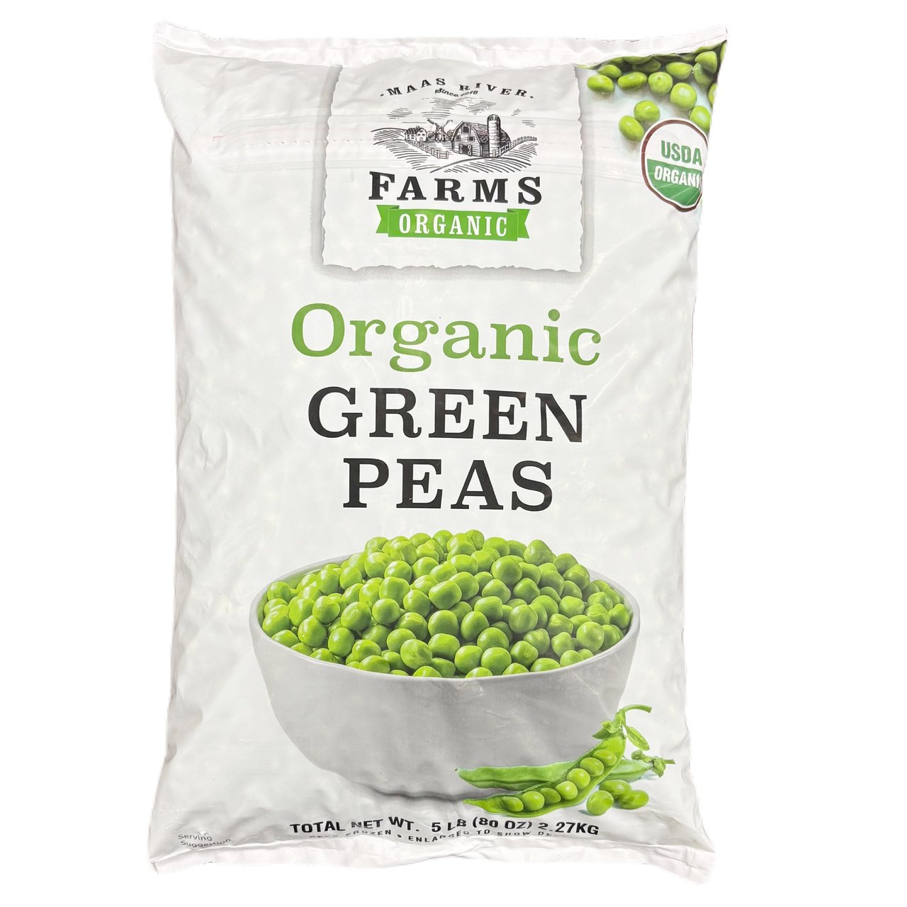 Maas River Farms Organic Green Peas 5 lbs - Image 1